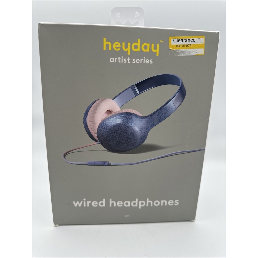 Heyday Artist Series Wired‎ On-Ear Headphones w/ Built-In Mic 3.5mm Blue/Pink